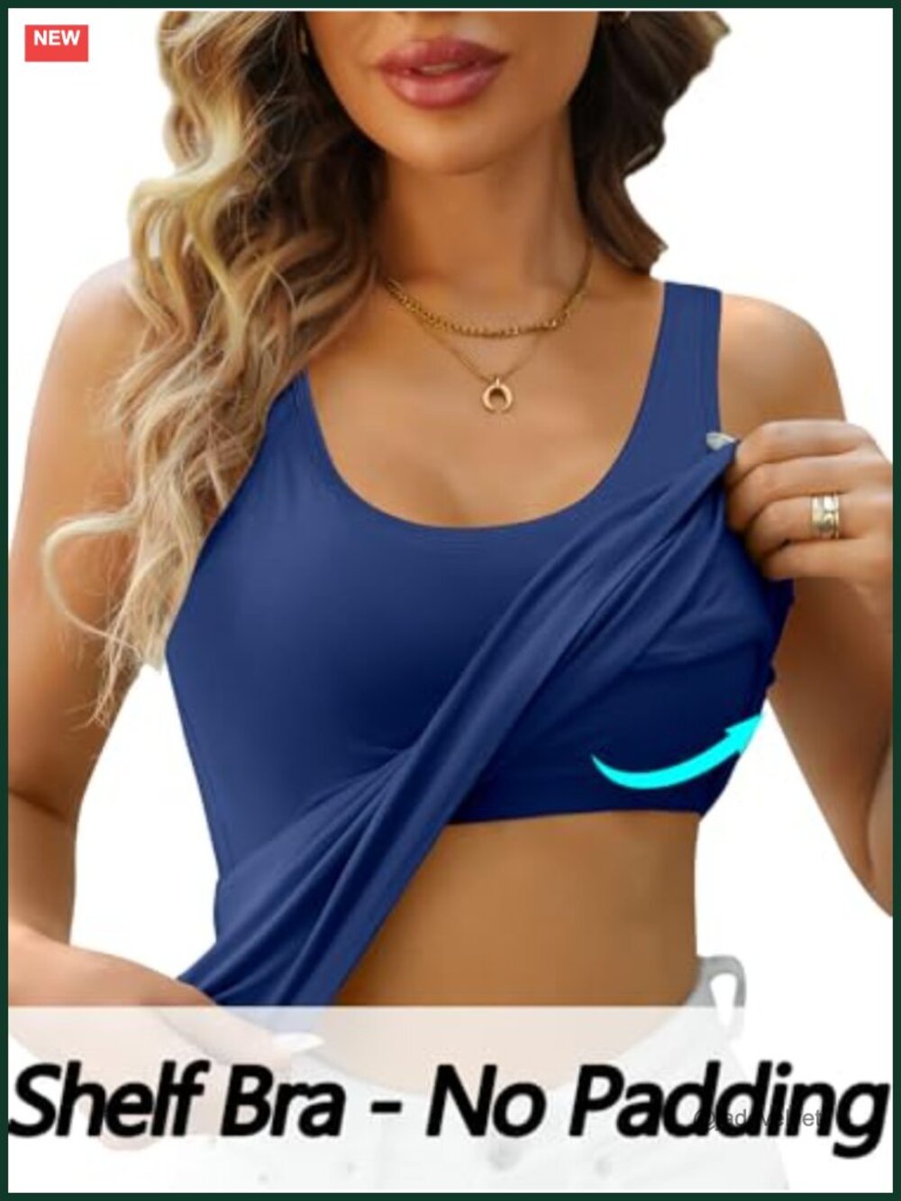 Non-Padded Shelf Bra Tank Top Cotton Blend Racerback Camisole - Picture 3 of 6